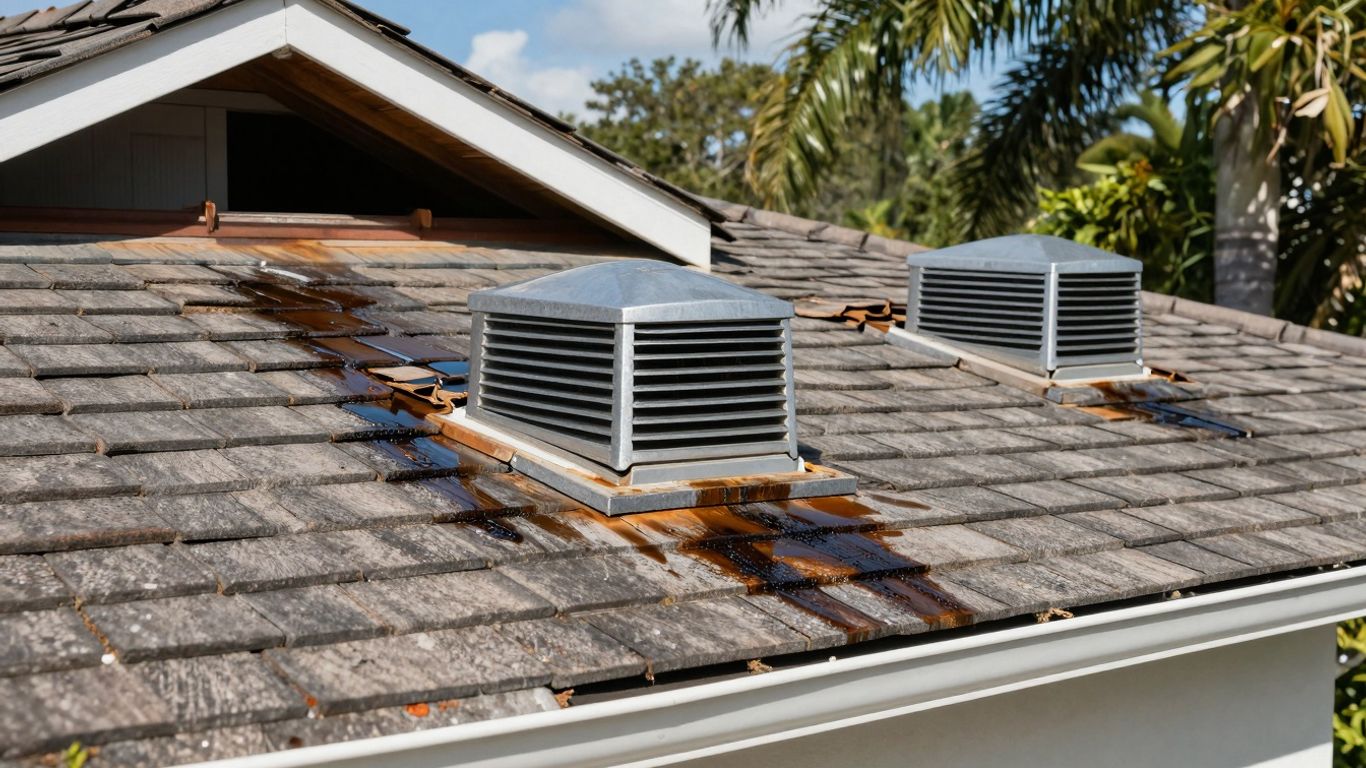 Florida home with roof vents, one damaged
